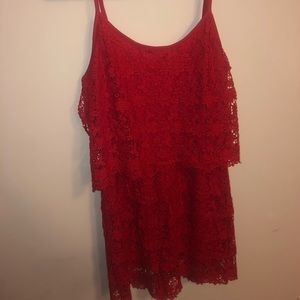 Red Lace Romper